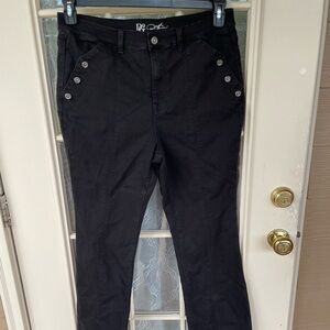 DG2 by Diane Gilman Black Pants with Silver Button Accents